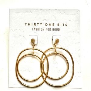 Thirty One Bits Ethically Made Gold Hoop Stud Earrings